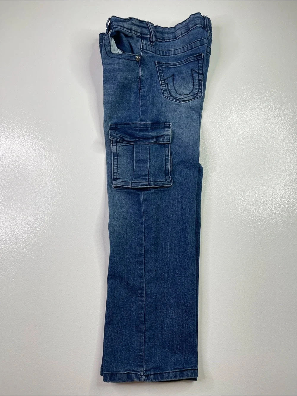 True Religion Kids Cargo Straight Leg Medium Wash Jeans Size M (10/12)